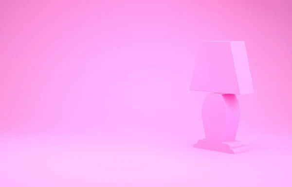 Lampada da tavolo rosa icona isolata su sfondo rosa. Concetto minimalista. Illustrazione 3d rendering 3D — Foto Stock