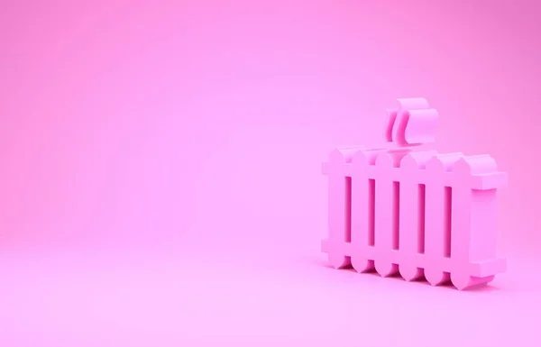 Rosa Uppvärmning radiator ikon isolerad på rosa bakgrund. Minimalistiskt koncept. 3D-återgivning för 3D — Stockfoto