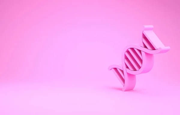 Ícone de símbolo de DNA rosa isolado no fundo rosa. Conceito de minimalismo. 3D ilustração 3D render — Fotografia de Stock