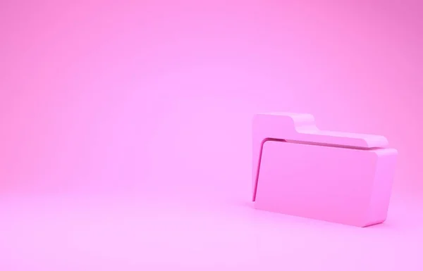 Ícone de pasta rosa isolado no fundo rosa. Conceito de minimalismo. 3D ilustração 3D render — Fotografia de Stock