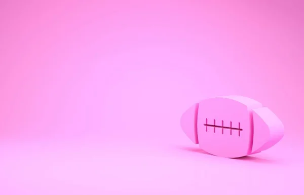Różowy amerykański Piłka nożna ikona izolowane na różowym tle. Koncepcja minimalizmu. Ilustracja 3d — Zdjęcie stockowe