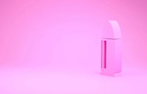 Ícone de bala rosa isolado no fundo rosa. Conceito de minimalismo. 3D ilustração 3D render — Fotografia de Stock