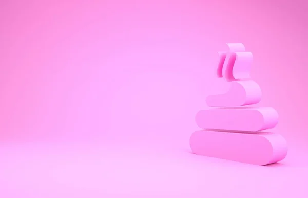 Icono de mierda rosa aislado sobre fondo rosa. Concepto minimalista. 3D ilustración 3D render —  Fotos de Stock