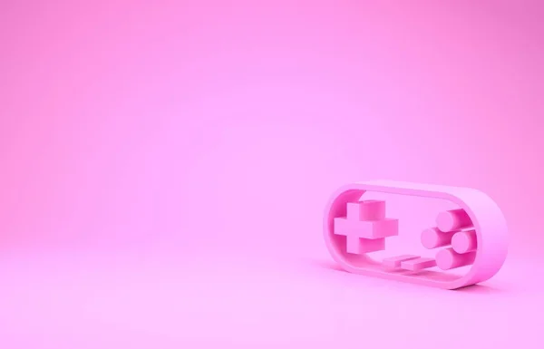 Rosa Gamepad-Symbol isoliert auf rosa Hintergrund. Spielkontrolle. Minimalismus-Konzept. 3D Illustration 3D Renderer — Stockfoto