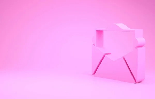 Pink Mail e ícone de e-mail isolado no fundo rosa. Envelope símbolo e-mail. E-mail sinal de mensagem. Conceito de minimalismo. 3D ilustração 3D render — Fotografia de Stock