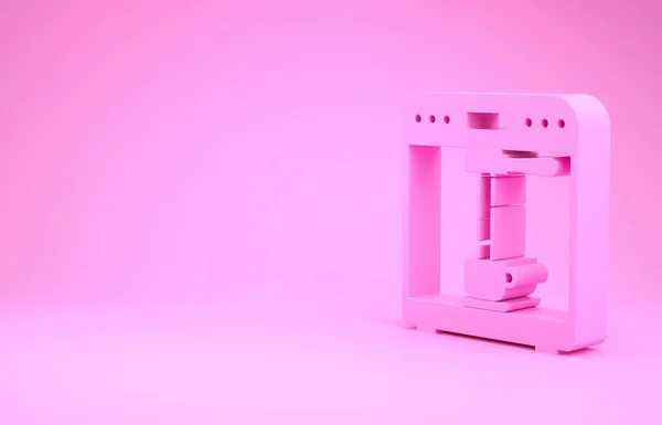 Ροζ καφετιέρα και φλιτζάνι καφέ εικονίδιο απομονώνονται σε ροζ φόντο. Μινιμαλιστική έννοια. 3D απεικόνιση 3d καθιστούν — Φωτογραφία Αρχείου