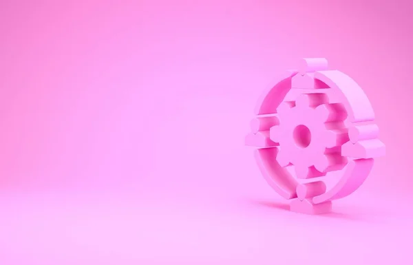 Pink Outsourcing concept icoon geïsoleerd op roze achtergrond. Teken mee. Idee van teamwork en investeringen. Minimalisme concept. 3d illustratie 3d renderen — Stockfoto