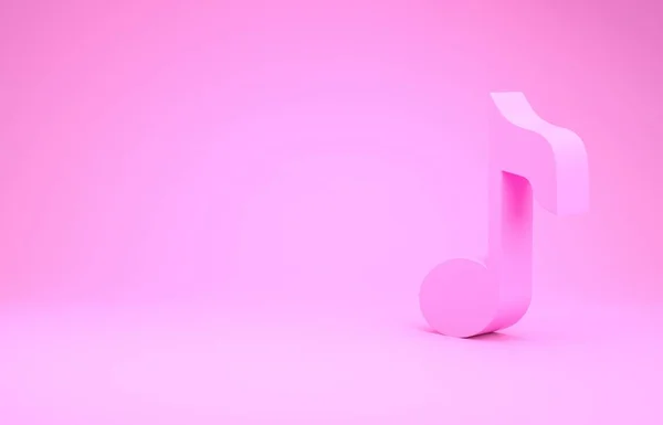 Розовая нота музыки, значок тона на розовом фоне. Концепция минимализма. 3D-рендеринг — стоковое фото
