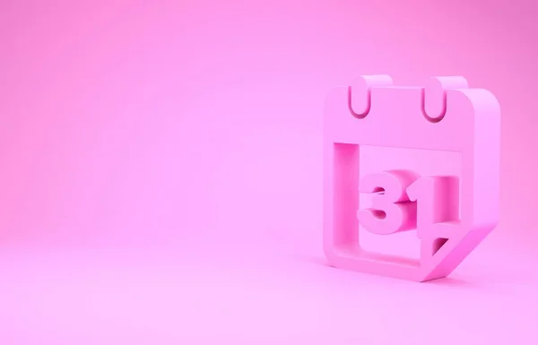 Rosafarbenes Kalendersymbol auf rosa Hintergrund. Minimalismus-Konzept. 3D Illustration 3D Renderer — Stockfoto