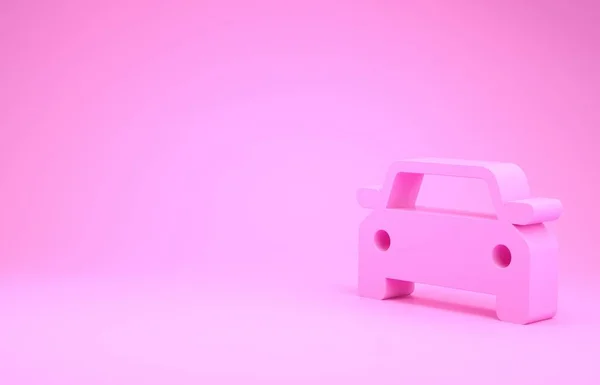 Icono de coche rosa aislado sobre fondo rosa. Concepto minimalista. 3D ilustración 3D render — Foto de Stock