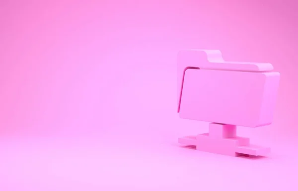Icona cartella FTP rosa isolata su sfondo rosa. Aggiornamento software, protocollo di trasferimento, router, gestione degli strumenti di lavoro di squadra, processo di copia, informazioni. Concetto minimalista. Illustrazione 3d rendering 3D — Foto Stock