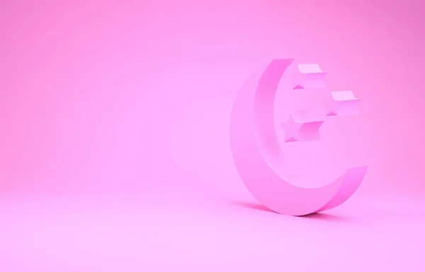 Lua cor-de-rosa e estrelas ícone isolado no fundo rosa. Conceito de minimalismo. 3D ilustração 3D render — Fotografia de Stock