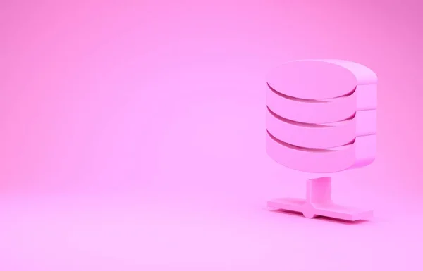 Pink Server, Data, Web Hosting icon isolated on pink background. Minimalism concept. 3d illustration 3D render
