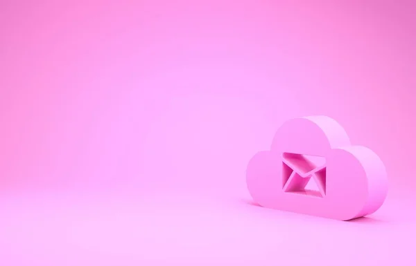 Pink Cloud mail server icon isolated on pink background. Cloud server hosting for email. Online message service. Mailbox sign. Minimalism concept. 3d illustration 3D render — Stock Photo, Image