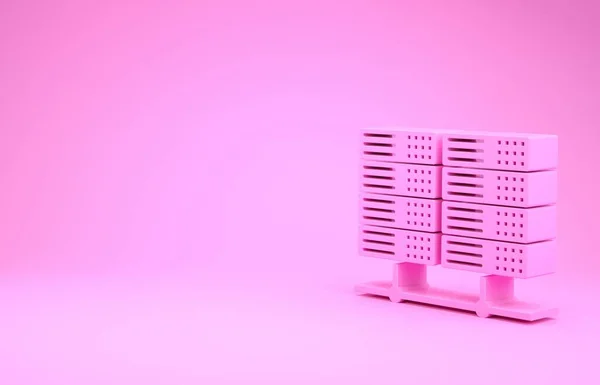Pink Server, Data, Web Hosting значок изолирован на розовом фоне. Концепция минимализма. 3D-рендеринг — стоковое фото