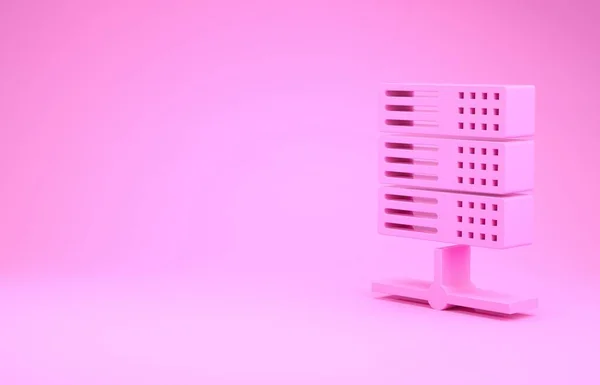 Servidor rosa, Dados, Ícone de hospedagem web isolado em fundo rosa. Conceito de minimalismo. 3D ilustração 3D render — Fotografia de Stock