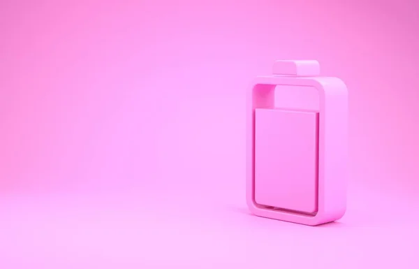 Ícone de bateria rosa isolado no fundo rosa. Conceito de minimalismo. 3D ilustração 3D render — Fotografia de Stock