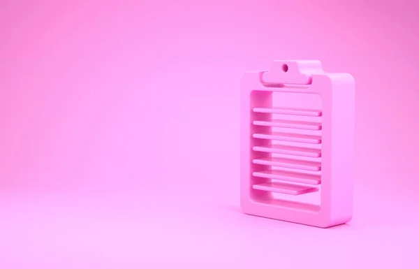 Ροζ Πρόχειρο με εικονίδιο εγγράφου απομονωμένο σε ροζ φόντο. Μινιμαλιστική έννοια. 3D απεικόνιση 3d καθιστούν — Φωτογραφία Αρχείου