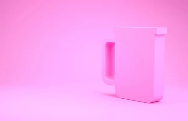 Rózsaszín kávé csésze lapos ikon elszigetelt rózsaszín háttér. Teáscsésze. Forró kávé. Minimalizmus koncepció. 3d illusztráció 3d render — Stock Fotó