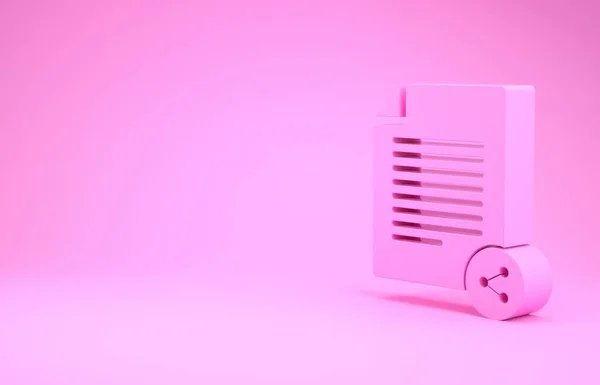 Ícone de arquivo Pink Share isolado no fundo rosa. Partilha de ficheiros. Sinal de transferência de ficheiros. Conceito de minimalismo. 3D ilustração 3D render — Fotografia de Stock