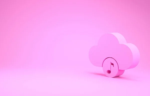 Icono de servicio de streaming de Pink Music aislado sobre fondo rosa. Computación en la nube de sonido, transmisión de medios en línea, canción en línea, onda de audio. Concepto minimalista. 3D ilustración 3D render —  Fotos de Stock