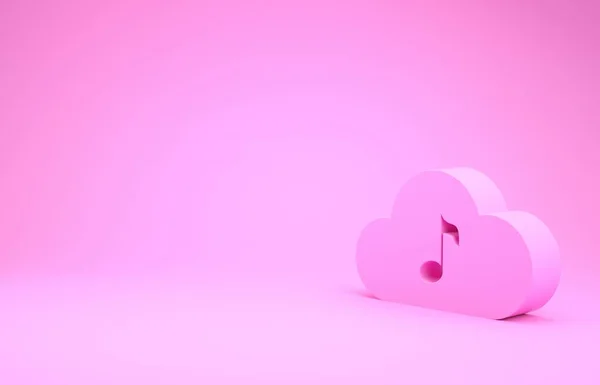Ikona služby streamování růžové hudby izolovaná na růžovém pozadí. Zvukové cloud computing, on-line streaming médií, on-line píseň, audio vlny. Minimalismus. 3D ilustrace 3D vykreslení — Stock fotografie