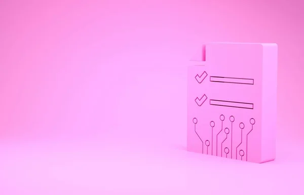 Pink Smart contract icon isolated on pink background. Blockchain technology, cryptocurrency mining, bitcoin, altcoins, digital money market. Minimalism concept. 3d illustration 3D render