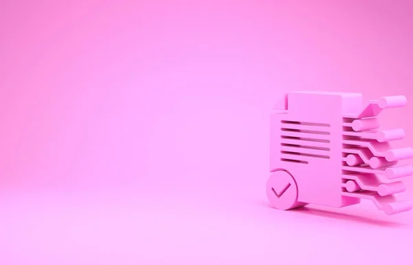 Pink Smart иконка контракта изолированы на розовом фоне. Технология блокчейн, криптовалютная добыча, биткойн, альткоины, рынок цифровых денег. Концепция минимализма. 3D-рендеринг — стоковое фото