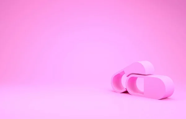 Pink Medicine pill or tablet icon isolated on pink background. Capsule pill and drug sign. Pharmacy design. Minimalism concept. 3d illustration 3D render — Stock Photo, Image