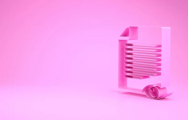 분홍색 종이에 눈 모양의 아이콘이 붙어 있는 핑크 색 종이가 분홍색 배경에 고립되어 있습니다. 정보 파일 서명을 공개 합니다. 최소성 개념. 3D 일러스트 3D 렌더링 — 스톡 사진