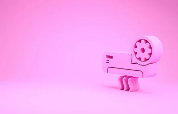 Pink Air conditioner and gear icon isolated on pink background. Adjusting app, service concept, setting options, maintenance, repair, fixing. Minimalism concept. 3d illustration 3D render — Stock Photo, Image