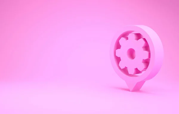 Ícone de configuração rosa isolado no fundo rosa. Ferramentas, serviço, engrenagem, engrenagem, sinal de roda dentada. Conceito de minimalismo. 3D ilustração 3D render — Fotografia de Stock