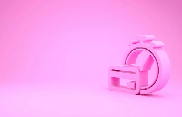 Pink Icono de pago rápido aislado sobre fondo rosa. Pago rápido por transferencia de dinero. Servicios financieros, préstamos rápidos, tiempo es dinero, concepto de devolución de efectivo. Concepto minimalista. 3D ilustración 3D render —  Fotos de Stock