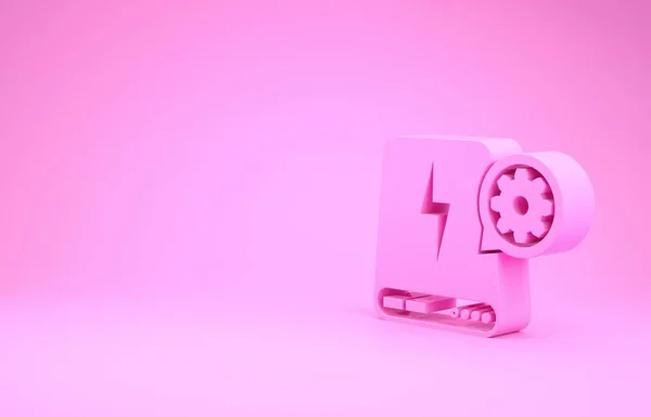 Banco Pink Power e icono de engranaje aislado sobre fondo rosa. Ajustar la aplicación, concepto de servicio, opciones de configuración, mantenimiento, reparación, fijación. Concepto minimalista. 3D ilustración 3D render —  Fotos de Stock