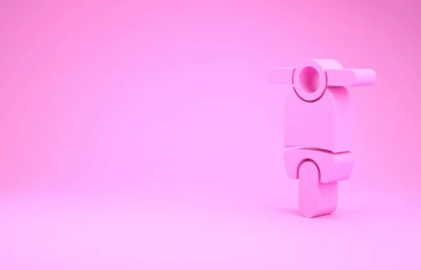 Pinkfarbenes Motorroller-Symbol auf rosa Hintergrund. Minimalismus-Konzept. 3D Illustration 3D Renderer — Stockfoto