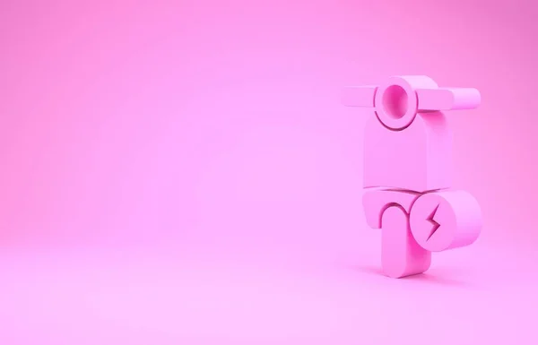 Иконка розового электрического скутера на розовом фоне. Концепция минимализма. 3D-рендеринг — стоковое фото