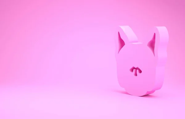 Pink Dog icon isolated on pink background. Minimalism concept. 3d illustration 3D render