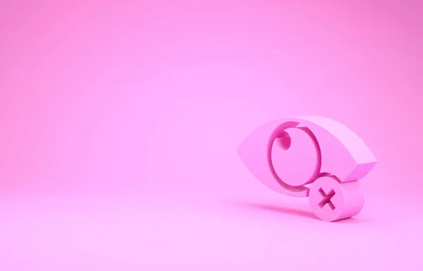 Pink Invisible or hide icon isolated on pink background. Minimalism concept. 3d illustration 3D render — Stock Photo, Image