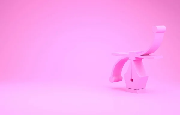 Ícone de curva rosa Bezier isolado no fundo rosa. Ícone de caneta ferramenta. Conceito de minimalismo. 3D ilustração 3D render — Fotografia de Stock