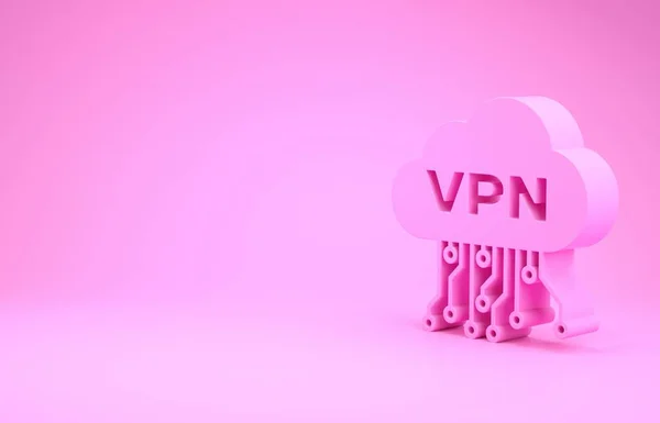 Rosa wolke vpn interface icon isoliert auf rosa hintergrund. Software-Integration. Minimalismus-Konzept. 3D Illustration 3D Renderer — Stockfoto