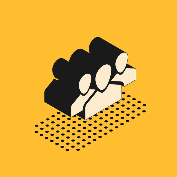 Isométrique Utilisateurs icône de groupe isolé sur fond jaune. Icône Groupe de personnes. Symbole avatar d'entreprise - icône de profil des utilisateurs. Illustration vectorielle — Image vectorielle