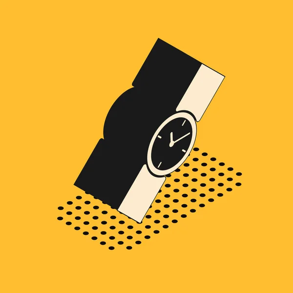 Isometrica icona dell'orologio da polso isolato su sfondo giallo. Icona dell'orologio da polso. Illustrazione vettoriale — Vettoriale Stock