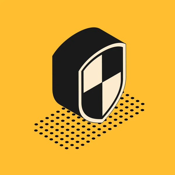 Icône Isometric Shield isolée sur fond jaune. Panneau de garde. Illustration vectorielle — Image vectorielle