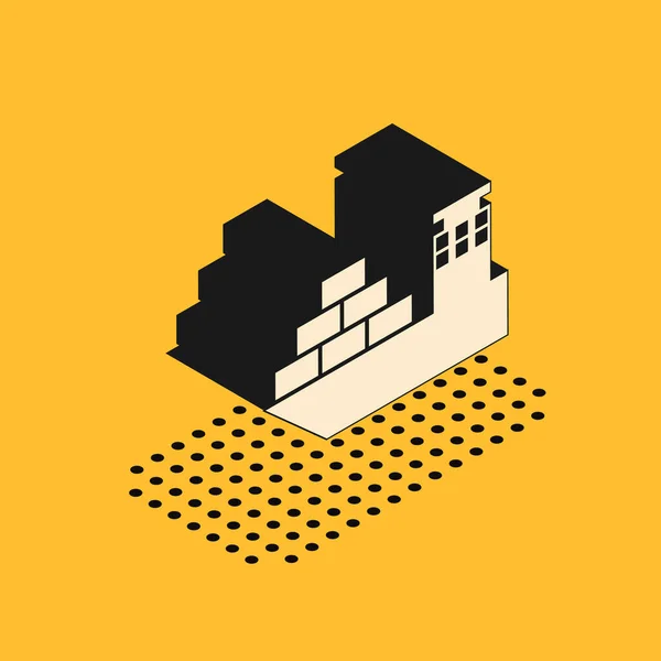 Isometric Cargo ship icon isolated on yellow background. Vector Illustration — Stock Vector