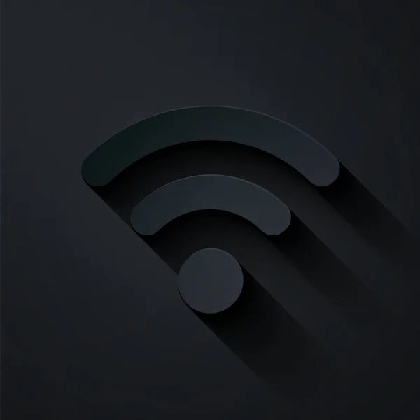 Бумага вырезать Wi-Fi беспроводной интернет значок сети символов изолированы на черном фоне. Бумажный стиль. Векторная миграция — стоковый вектор