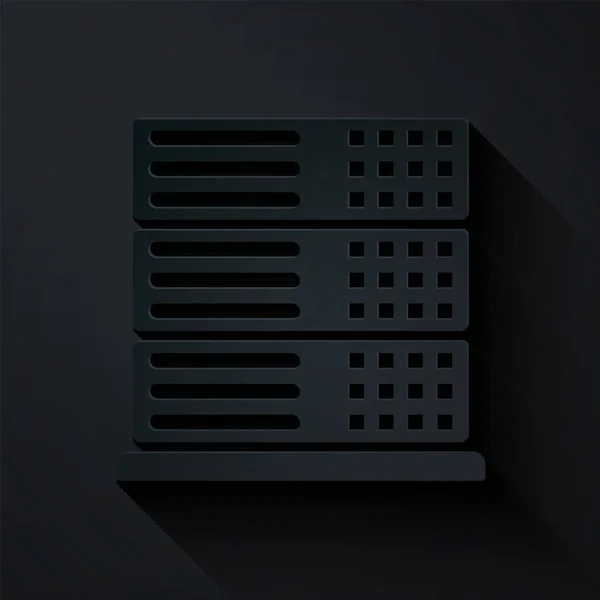 Paper cut Server, Data, Web Hosting ikona izolované na černém pozadí. Papírový styl. Vektorová ilustrace — Stockový vektor