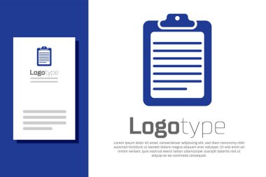 Beyaz arkaplanda izole edilmiş belge simgesine sahip Mavi Pano. Logo tasarım şablonu elemanı. Vektör İllüstrasyonu