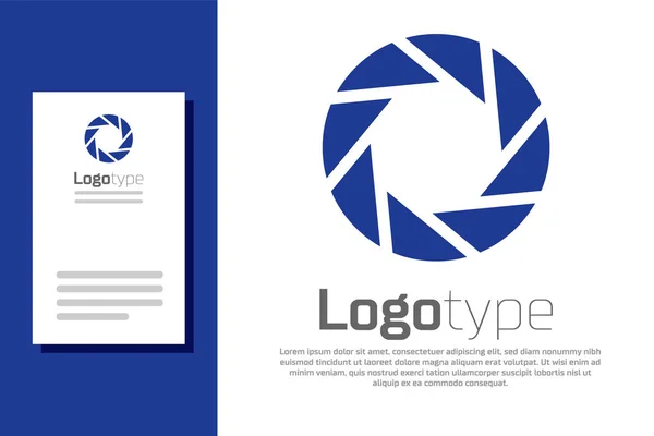 Blauwe Camera sluitertijd pictogram geïsoleerd op witte achtergrond. Logo ontwerp template element. Vector Illustratie — Stockvector