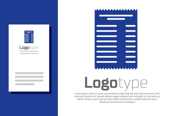 Comprobación del papel azul y el icono de verificación financiera aislados sobre fondo blanco. Comprobación de impresión de papel, recibo de la tienda o factura. Elemento de plantilla de diseño de logotipo. Ilustración vectorial — Vector de stock