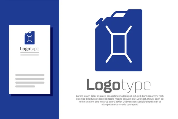 Niebieski kanister na ikonę benzyny izolowany na białym tle. Ikona gazu Diesla. Element szablonu logo. Ilustracja wektora — Wektor stockowy